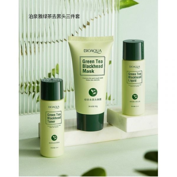 Set with green tea extract for problem skin Bioaqua green tea blackhead Combination 3 in 1